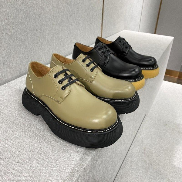 Vintage British Style Leather Big Toe Thick Platform Oxford Dress Shoes for Men - SolaceConnect.com