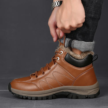 Vintage British Style Warm Plush Waterproof Leather Winter Ankle Boots for Men  -  GeraldBlack.com