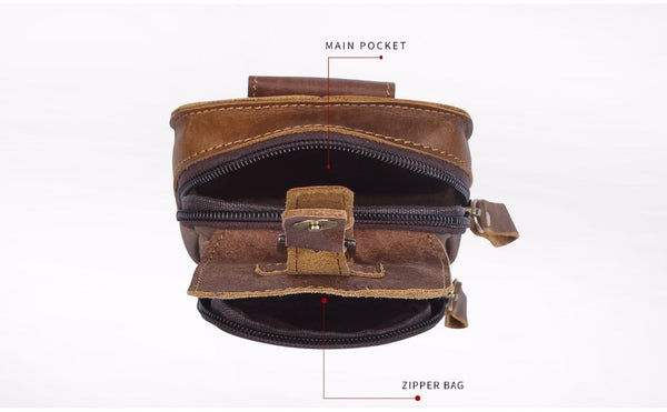 Vintage Casual Genuine Leather Money Belt Pouch Chest Bag for Men  -  GeraldBlack.com