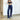 Vintage Casual High Waist Striped Ripped Denim Blue Split Jeans Pants for Girls<br>  -  GeraldBlack.com