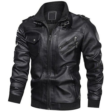 Vintage Casual Men's Synthetic Leather Multi Pockets Motorcycle Biker Jackets - SolaceConnect.com