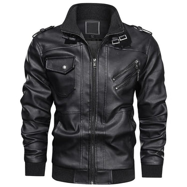 Vintage Casual Men's Synthetic Leather Multi Pockets Motorcycle Biker Jackets  -  GeraldBlack.com
