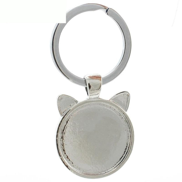 Vintage Charm Raccoon Wild Animal Ear Glass Dome Keychain Ring Holder - SolaceConnect.com