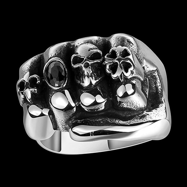 Vintage Classic Fashion Men's Stainless Steel Gothic Skull Soldier Punk Ring - SolaceConnect.com