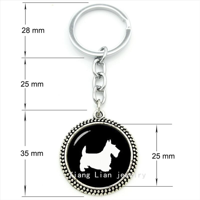 Vintage Cute Scottish Terrier Dog Animal Glass Cabochon Pendant Keychain - SolaceConnect.com