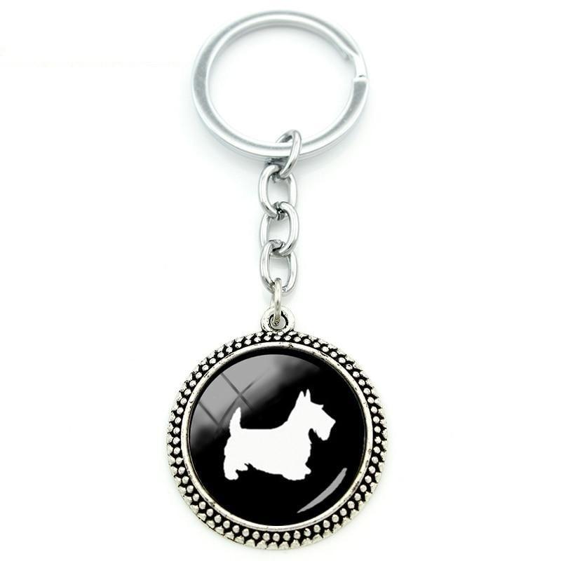 Vintage Cute Scottish Terrier Dog Animal Glass Cabochon Pendant Keychain  -  GeraldBlack.com