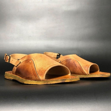 Vintage Designer Mens Flat Buckle Strap Open Toe Breathable Summer Cowhide Genuine Leather Beach Sandals  -  GeraldBlack.com