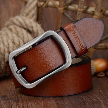 Vintage Fashion Genuine Cow Leather Pin Buckle Belts for Men - SolaceConnect.com