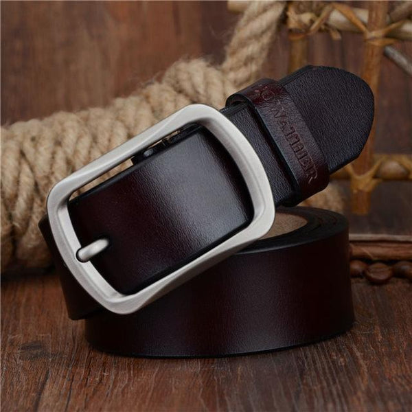 Vintage Fashion Genuine Cow Leather Pin Buckle Belts for Men - SolaceConnect.com
