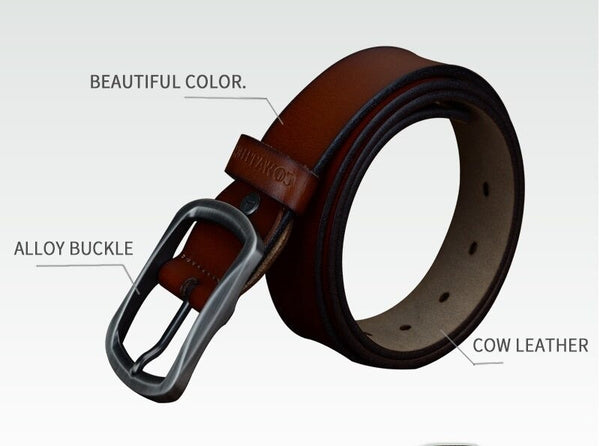 Vintage Fashion Genuine Cow Leather Pin Buckle Belts for Men  -  GeraldBlack.com