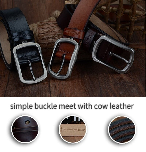 Vintage Fashion Genuine Cow Leather Pin Buckle Belts for Men  -  GeraldBlack.com