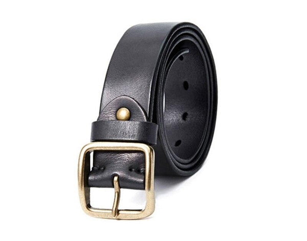 Men's Brass Pin Buckle Metal Cowhide Belts Leather Belt for Men Fancy Vintage Jeans Accessories - SolaceConnect.com
