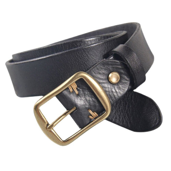 Vintage Fashion Men's Cowhide Leather Metal Brass Pin Buckle Belt for Jeans  -  GeraldBlack.com