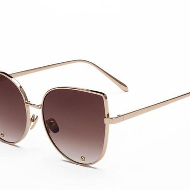Vintage Fashion Metal Flat Frame Clear Lens Cat Eye Sunglasses for Women - SolaceConnect.com