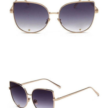 Vintage Fashion Metal Flat Frame Clear Lens Cat Eye Sunglasses for Women  -  GeraldBlack.com
