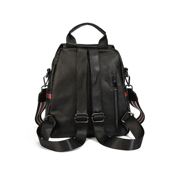Vintage Fashion Black 100% Genuine Leather Women Backpack for Girl Female Lady Shoulder Bags M9096 - SolaceConnect.com