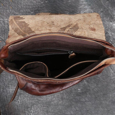 Vintage A4 Brown Black Genuine Leather Women's Backpack Female Girl Lady Travel Bag M9043 - SolaceConnect.com