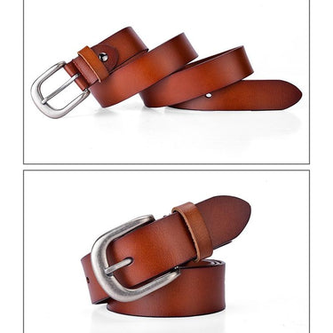 Vintage Fashion Women's Genuine Leather Straps Pin Buckle Waistband Belt - SolaceConnect.com