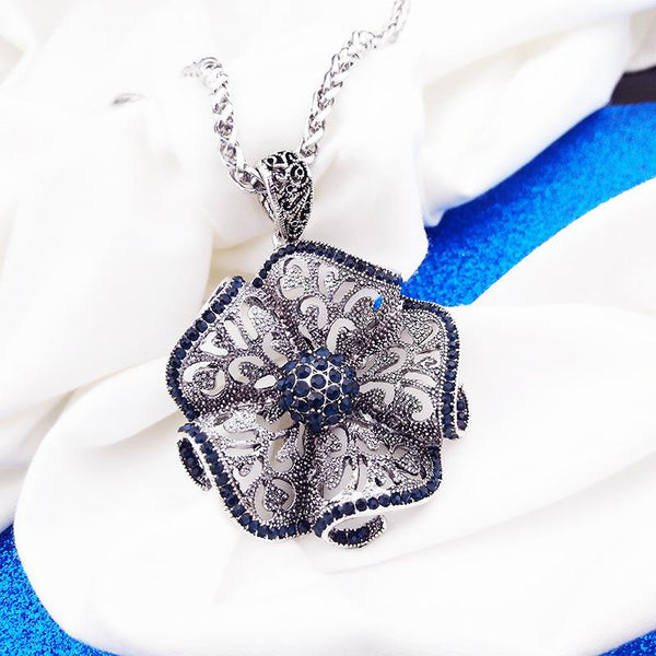 Vintage Flower Pendant Long Necklace for Women - Fashion Jewelry Necklaces - SolaceConnect.com