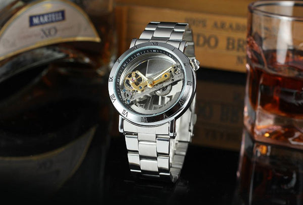 Vintage Gold Hollow Automatic Mechanical Luxury Skeleton Watches for Men - SolaceConnect.com