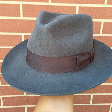 Vintage Gray Men's Wool Felt Victorian Gangster Fedora Godfather Hat  -  GeraldBlack.com