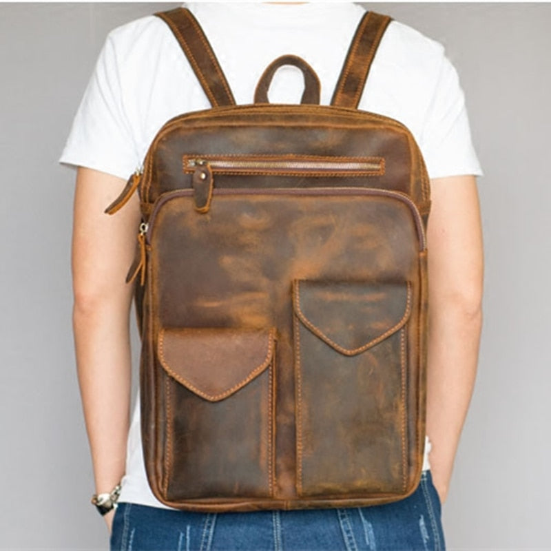 Vintage Handmade Genuine Leather Laptop School Book Backpacks for Men  -  GeraldBlack.com