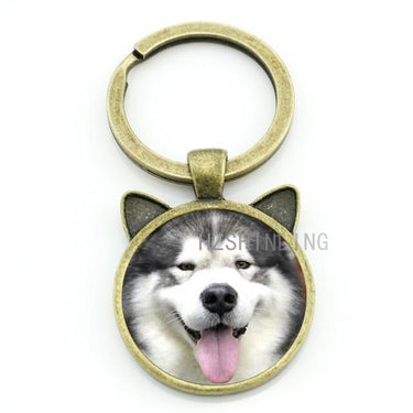 Vintage Happy Alaskan Malamute Pug Siberian Husky Handmade Dog Keychain - SolaceConnect.com