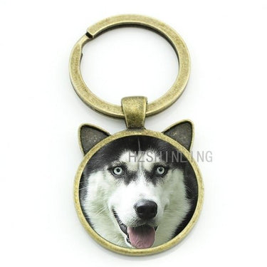 Vintage Happy Alaskan Malamute Pug Siberian Husky Handmade Dog Keychain - SolaceConnect.com