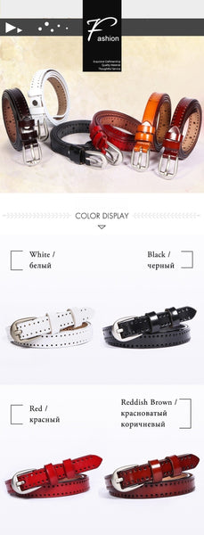 Vintage Hollow-out Pin Buckle Belts for Women Fashion Genuine Leather Belt Woman for Dresses Female  -  GeraldBlack.com