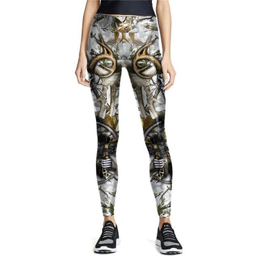 Vintage Hunting Style High Waist Slim Fit Women's Leggings for Workout - SolaceConnect.com