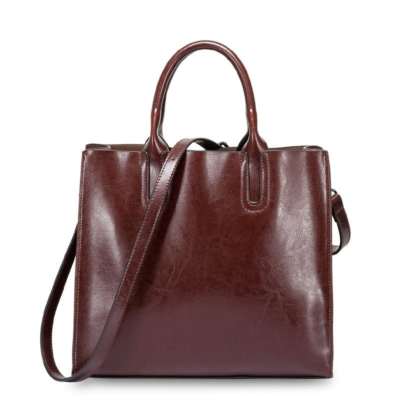Vintage Large Genuine Leather Handbags For Women Winter Designer Work Tote Ladies Shoulder Crossbody Bags  -  GeraldBlack.com