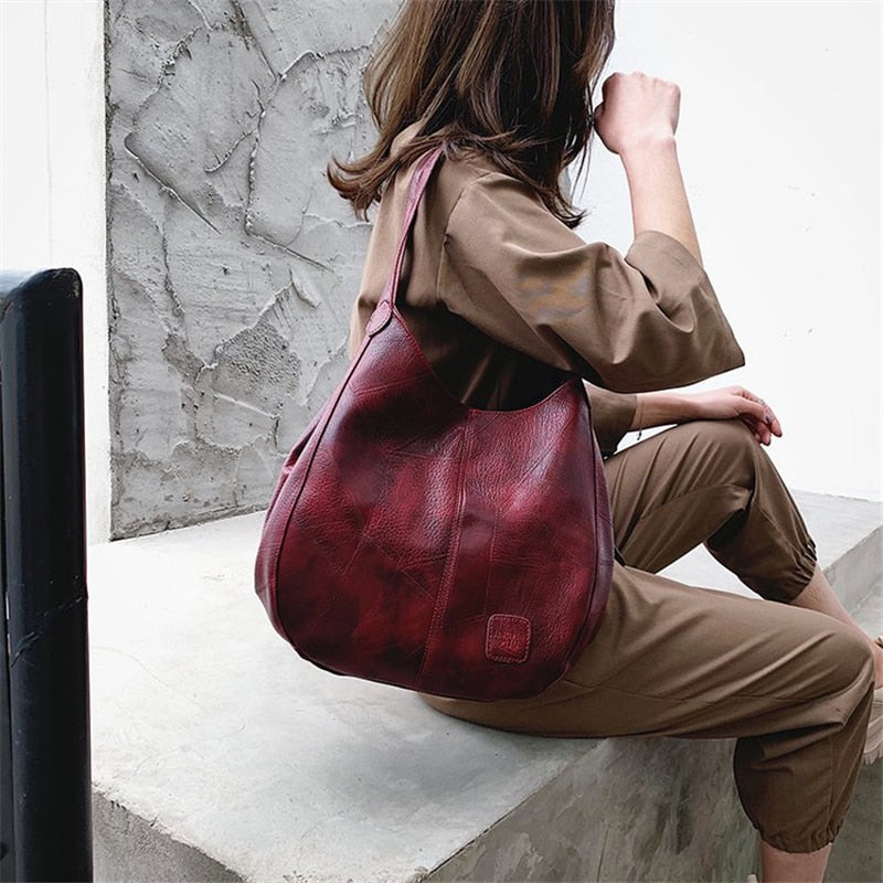 Vintage Leather luxury handbags women's bags designer bags Large Capacity Tote Bags sac A Main  -  GeraldBlack.com
