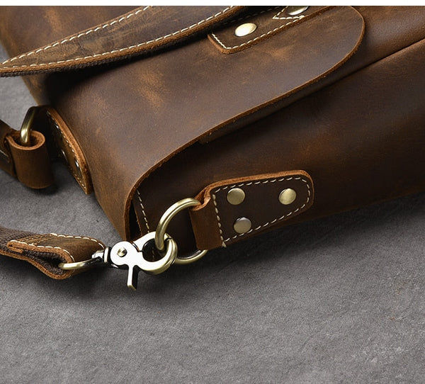 Vintage Leather Men Classic Laptop Crazy Horse Leather Soft Briefcase Shoulder Handbag  -  GeraldBlack.com