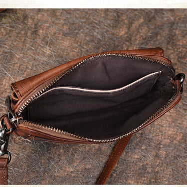Vintage Leather Small Bag Women Mini Shoulder Messenger Cowhide Mobile Phone Bag Shoulder Crossbody Clutch Bags  -  GeraldBlack.com