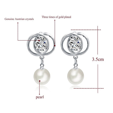 Vintage Long Simulated Pearl Crystal Earrings For Women Girls Gold Color Bridal Wedding Earrings Fashion Jewelry  -  GeraldBlack.com