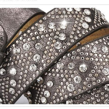 Vintage Luxury Women's Genuine Leather Rivet Designer Waist Belt - SolaceConnect.com