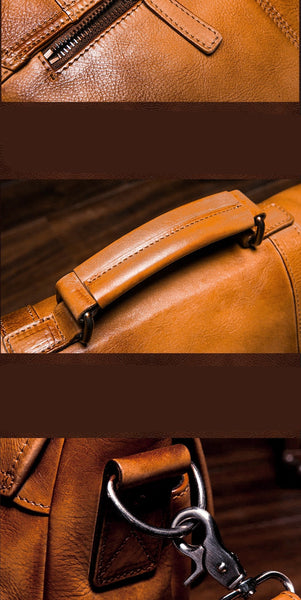 Vintage Men Cowhide Leather Briefcase Laptop Bag Document Business Shoulder Portable Handbag  -  GeraldBlack.com