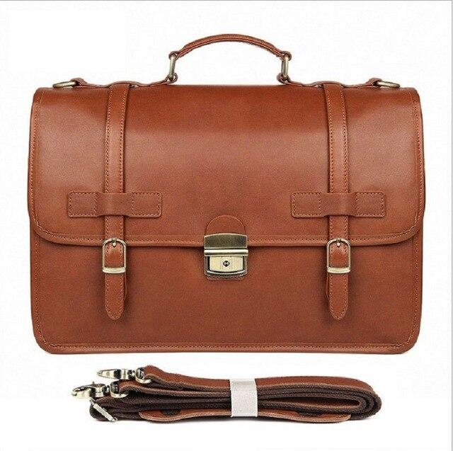 Leather Travel Briefcase 17inch Laptop Business Man Bag main image 1