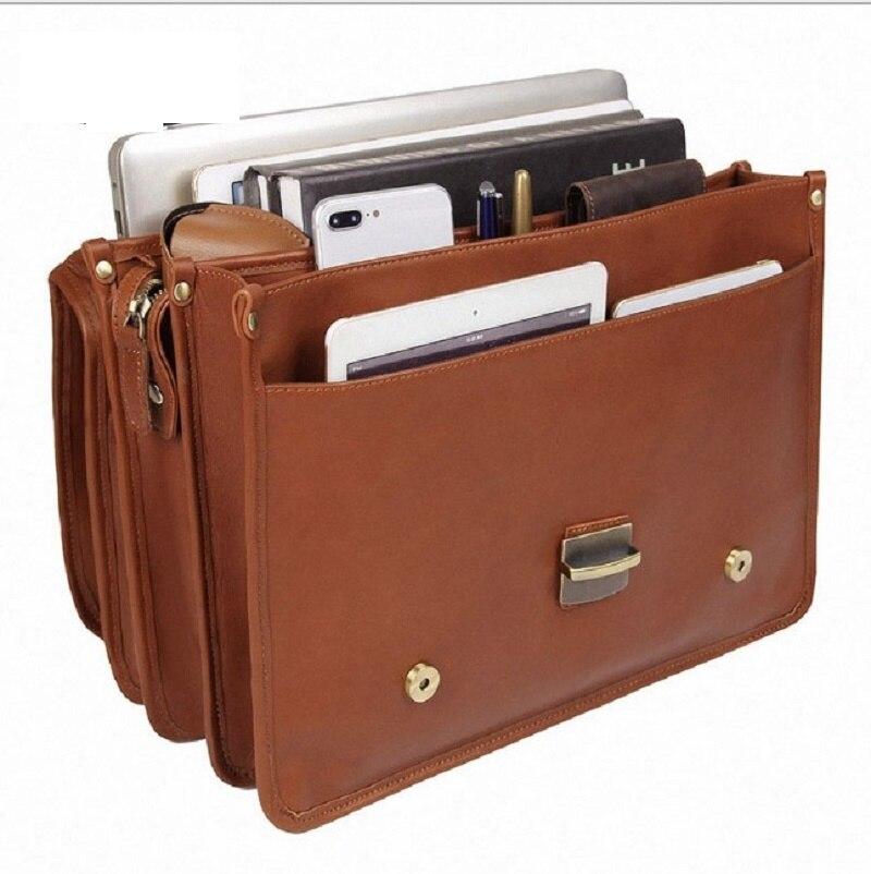 Leather Travel Briefcase 17inch Laptop Business Man Bag