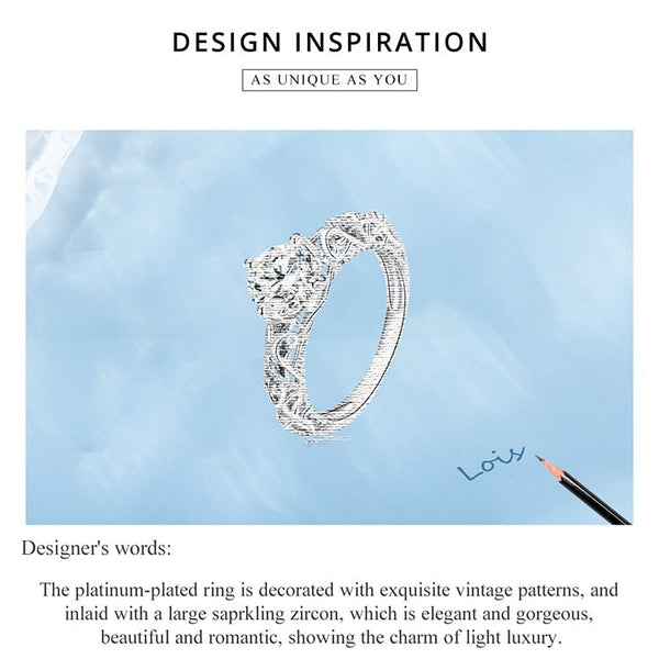 Luxury Vintage 925 Sterling Silver Shining CZ Gemstone Ring for Women