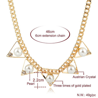 Vintage Pearl Necklace for Women Gold Color Necklaces Pendants Female Ethnic Wedding Engagement Jewelry Sne160130  -  GeraldBlack.com
