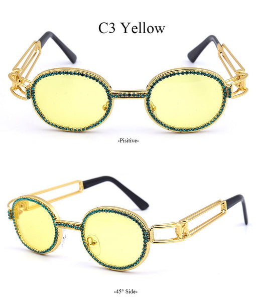 Vintage Personality Sunglasses Designer Diamond Sunglasses Women Steampunk Multicolor Rhinestone Shades UV400  -  GeraldBlack.com