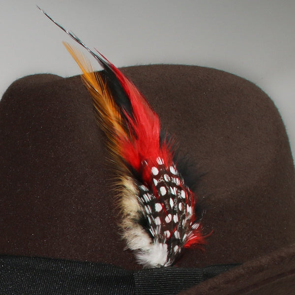 Vintage Pheasant Hair Feather Unisex Child Wool Wide Brim Winter Warm Cowboy Western Cowgirl Bowler Cap  54-57-61cm  -  GeraldBlack.com