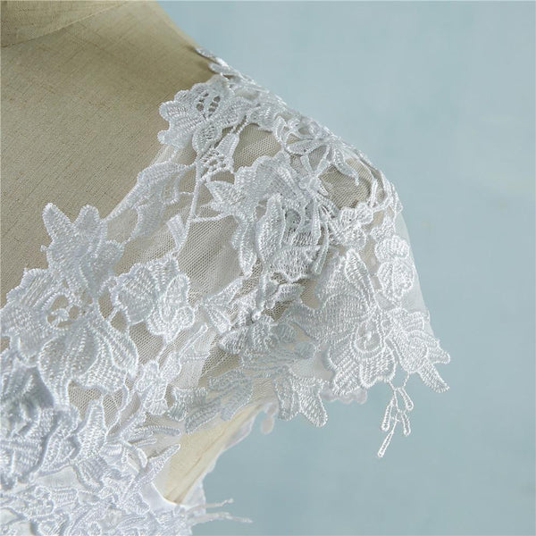 Vintage Plus Size Cap Sleeve Wedding Dress for Brides White Ivory Maxi - SolaceConnect.com