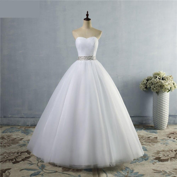 Vintage Plus Size Tulle Simple Court Train Ball Gown Wedding Dresses  -  GeraldBlack.com