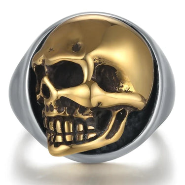 Vintage Punk Men's 925 Sterling Silver Rose Gold 18mm Skull Ring  -  GeraldBlack.com