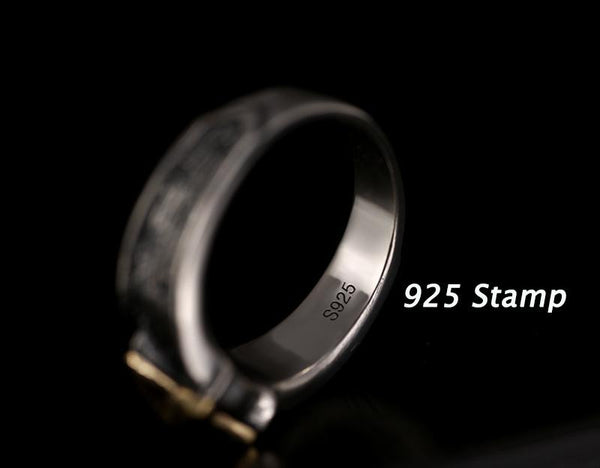 Vintage Punk Rock Retro Small Gold Color Star Sterling Silver Ring for Men - SolaceConnect.com