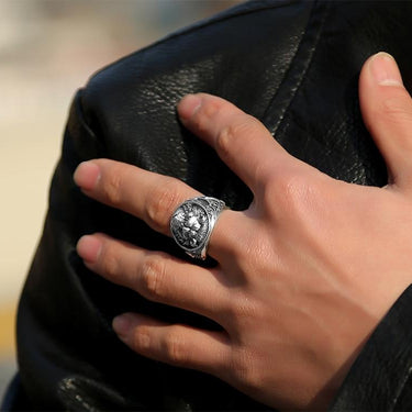 Vintage Retro Steampunk Men's Solid Real Sterling Silver Biker Lion Ring - SolaceConnect.com