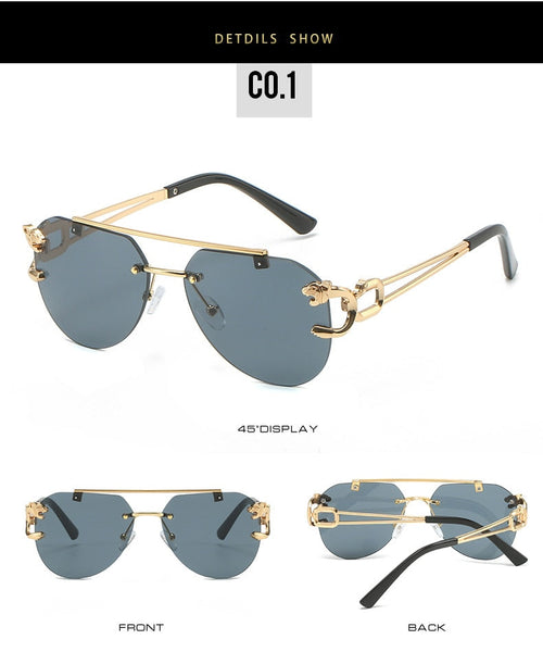 Vintage Rimless Sunglasses Men Women Aviator Gradient Shades Double Bridge UV400 Eyewear  -  GeraldBlack.com