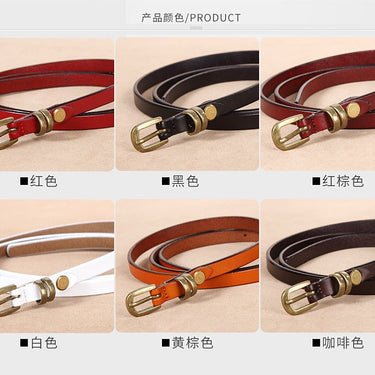 Vintage Simple Knotted Genuine Leather Thin Waist Chain Belt for Women  -  GeraldBlack.com